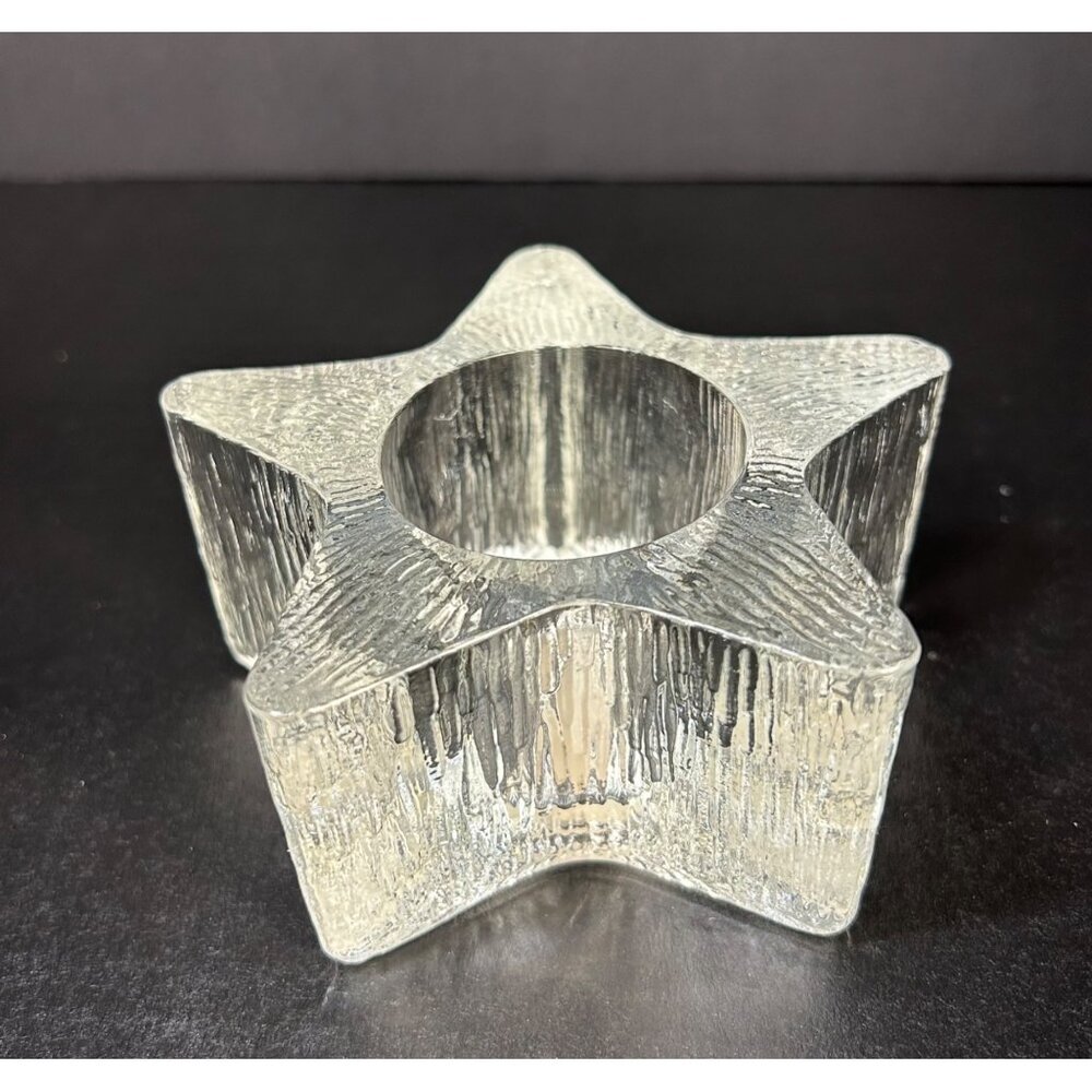 Vintage Indiana Glass Star Votive Candle Holder Crystal Clear Thick Heavy #2256